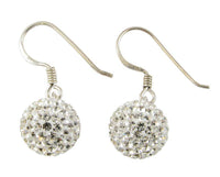 Cargar imagen en el visor de la galería, Glitzerkugel weiß 10 mm Kristall Ohrringe Ohrhänger 925er Silber Damen Glitzer Schmuck Kugel - chic-net.de
