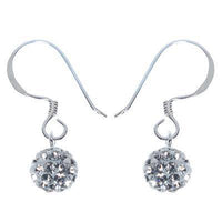Load image into Gallery viewer, Glitzerkugel weiß Kugel 6 mm Kristall Silberohrringe Ohrringe 925er Sterling Silber Damen Glitzer - chic-net.de
