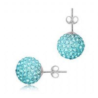Cargar imagen en el visor de la galería, Glitzerschmuckset hell blau Kristall Glitzerkugel Anhänger Ohrstecker Zirkonia 925 Silber Damen - chic-net.de
