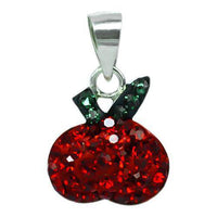 Cargar imagen en el visor de la galería, Glitzerschmuckset Kristall Zirkonia Apfel rot grün Anhänger Ohrstecker 925er Sterling Silber Schmuck - chic-net.de
