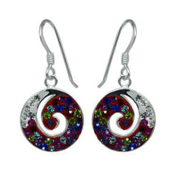 Cargar imagen en el visor de la galería, Glitzerschmuckset Kristall Zirkonia Schnecke bunt Anhänger Ohrringe 925er Sterling Silber Schmuck - chic-net.de
