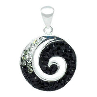 Cargar imagen en el visor de la galería, Glitzerschmuckset Kristall Zirkonia Schnecke schwarz Anhänger Ohrringe 925er Silber Damen Schmuck - chic-net.de
