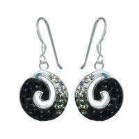 Cargar imagen en el visor de la galería, Glitzerschmuckset Kristall Zirkonia Schnecke schwarz Anhänger Ohrringe 925er Silber Damen Schmuck - chic-net.de
