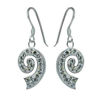 Cargar imagen en el visor de la galería, Glitzerschmuckset Kristall Zirkonia Spiralen weiß Anhänger Ohrringe 925er Silber Damen Schmuck - chic-net.de

