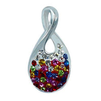 Cargar imagen en el visor de la galería, Glitzerschmuckset Kristall Zirkonia Tropfen bunt Anhänger Ohrringe 925er Sterling Silber Damen - chic-net.de
