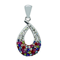 Cargar imagen en el visor de la galería, Glitzerschmuckset Kristall Zirkonia Tropfen offen bunt Anhänger Ohrstecker 925er Sterling Silber - chic-net.de
