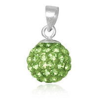 Cargar imagen en el visor de la galería, Glitzerschmuckset Peridot hell grün Kristall Glitzerkugel Anhänger Ohrstecker Zirkonia 925 Silber - chic-net.de
