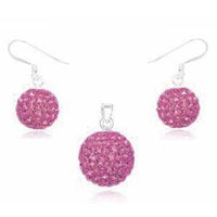 Cargar imagen en el visor de la galería, Glitzerschmuckset rosa Kristall Glitzerkugel Anhänger Ohrringe Zirkonia 925 Silber Damen Schmuck - chic-net.de
