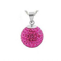 Cargar imagen en el visor de la galería, Glitzerschmuckset rosa Kristall Glitzerkugel Anhänger Ohrstecker Zirkonia 925 Silber Damen - chic-net.de
