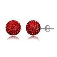 Cargar imagen en el visor de la galería, Glitzerschmuckset Rubin rot Kristall Glitzerkugel Anhänger Ohrstecker Zirkonia 925 Silber Damen - chic-net.de
