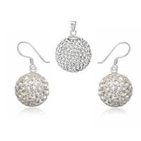 Cargar imagen en el visor de la galería, Glitzerschmuckset weiß Kristall Glitzerkugel Anhänger Ohrringe Zirkonia 925er Silber Damen Schmuck - chic-net.de

