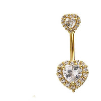 Load image into Gallery viewer, Bauchnabelpiercing aus Edelstahl Glaskristall Herz Gold PVD - chic-net.de
