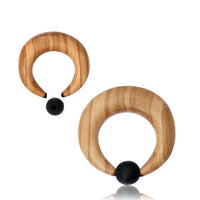 Load image into Gallery viewer, Gummi Klemmkugel Ring Olivenholz Piercing Sichel - chic-net.de

