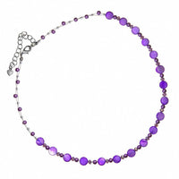 Load image into Gallery viewer, Halskette Glas Perlen Perlmutt Scheiben Glitzer lila - chic-net.de
