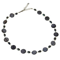 Load image into Gallery viewer, Halskette grau lila Perlmutt Muschel Perlen Scheiben - chic-net.de
