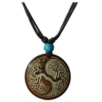 Load image into Gallery viewer, Halskette Holz Türkis verstellbar Anhänger gold silber - chic-net.de
