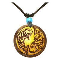 Load image into Gallery viewer, Halskette Holz verstellbar Anhänger Fische Drachen - chic-net.de
