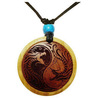 Load image into Gallery viewer, Halskette Holz verstellbar Anhänger Fische Drachen - chic-net.de
