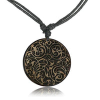Load image into Gallery viewer, Halskette Holz verstellbar Anhänger rund Ranken - chic-net.de
