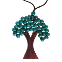 Load image into Gallery viewer, Halskette Holzperlen Holz Baum des Lebens verstellbar Baumwolle bunt 85 mm - chic-net.de
