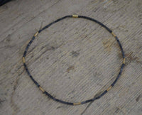 Load image into Gallery viewer, Halskette Lavastein 925 Sterling Silber vergoldet 43cm - chic-net.de
