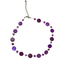 Load image into Gallery viewer, Halskette lila violett Perlmutt Muschel Perlen Scheiben - chic-net.de
