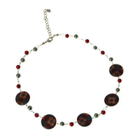 Load image into Gallery viewer, Halskette Perlmutt Muschel Scheiben Blumen Perlen grün rot - chic-net.de
