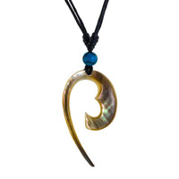 Load image into Gallery viewer, Halskette Perlmutt verstellbar Baumwolle Muschel Kette handgeschnitzt Türkis Stein Tomoe - chic-net.de
