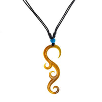 Load image into Gallery viewer, Halskette Perlmutt verstellbar Baumwolle Muschel Kette handgeschnitzt Türkis Stein Tomoe - chic-net.de
