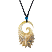 Load image into Gallery viewer, Halskette Perlmutt verstellbar Baumwolle Muschel Kette handgeschnitzt Türkis Stein Tomoe - chic-net.de
