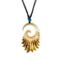 Load image into Gallery viewer, Halskette Perlmutt verstellbar Baumwolle Muschel Kette handgeschnitzt Türkis Stein Tomoe - chic-net.de
