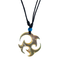 Load image into Gallery viewer, Halskette Perlmutt verstellbar Baumwolle Muschel Kette handgeschnitzt Türkis Stein Tomoe - chic-net.de
