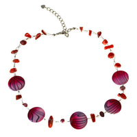 Load image into Gallery viewer, Halskette Perlmutt Zebra Perlen Koralle rot violett - chic-net.de
