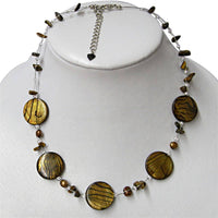 Load image into Gallery viewer, Halskette Perlmutt Zebra Perlen Steinsplitter braun Tigerauge - chic-net.de
