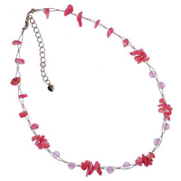Load image into Gallery viewer, Halskette Rosenquarz Perlen Stein Splitter Bündel rosa - chic-net.de
