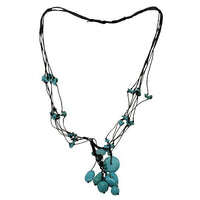 Load image into Gallery viewer, Halskette schwarz türkis Herz Stein Perlen mehrlagig 40cm - chic-net.de
