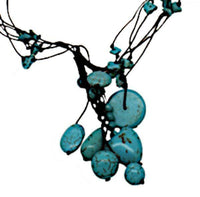 Load image into Gallery viewer, Halskette schwarz türkis Herz Stein Perlen mehrlagig 40cm - chic-net.de
