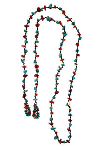 Cargar imagen en el visor de la galería, Halskette Steinsplitter Baumwolle schwarz türkis rot - chic-net.de
