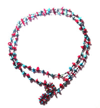 Cargar imagen en el visor de la galería, Halskette Steinsplitter Baumwolle schwarz türkis rot - chic-net.de
