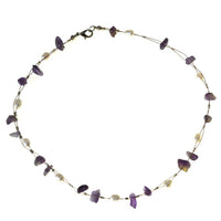 Load image into Gallery viewer, Halskette Steinsplitter Perlen Amethyst lila weiß 42 cm - chic-net.de
