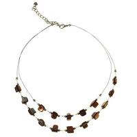 Load image into Gallery viewer, Halskette zweilagig Perlen gold braun Glas Perlmutt Splitter - chic-net.de
