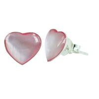 Load image into Gallery viewer, Herz Ohrstecker, Rosa, aus Perlmutt, in Silber gefasst, 8mmØ, 925er Sterlingsilber-Stift - chic-net.de
