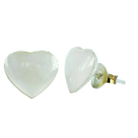 Load image into Gallery viewer, Herz Ohrstecker, weiß, aus Perlmutt, in Silber gefasst, 8mmØ, 925er Sterlingsilber-Stift - chic-net.de

