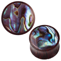 Cargar imagen en el visor de la galería, Holz dunkelbraun gemasert schimmernd Paua Abalone Muschel Inlay Tunnel Tribal Expander - chic-net.de
