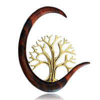Cargar imagen en el visor de la galería, Holz dunkelbraun Piercing Hook Brass gold Baum des Lebens - chic-net.de

