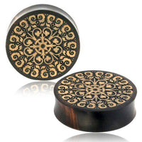 Cargar imagen en el visor de la galería, Holz Flesh Plug Tamarinde Holz Krokodilholz Kreuz Ranken - chic-net.de
