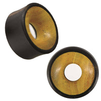 Load image into Gallery viewer, Holz FleshTunnel Eisenholz schwarz Jackfrucht Inlay hell - chic-net.de
