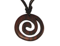 Load image into Gallery viewer, Holz Kette schwarz Baumwolle Spirale Holzanhänger braun Sonoholz 4cm Ø Halskette - chic-net.de
