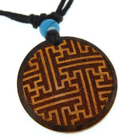 Cargar imagen en el visor de la galería, Holz KetteTürkis verstellbar Baumwolle rund Labyrinth - chic-net.de
