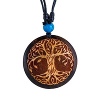 Load image into Gallery viewer, Holz KetteTürkis verstellbar Baumwolle rund Raute - chic-net.de
